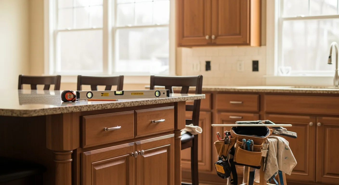 Modern kitchen with custom cabinets and countertops
